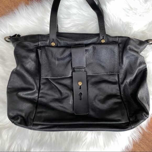 Sundance | Pandora Black Leather Bag Satchel Purse Handbag Made In Italy Tote - Picture 3 of 12